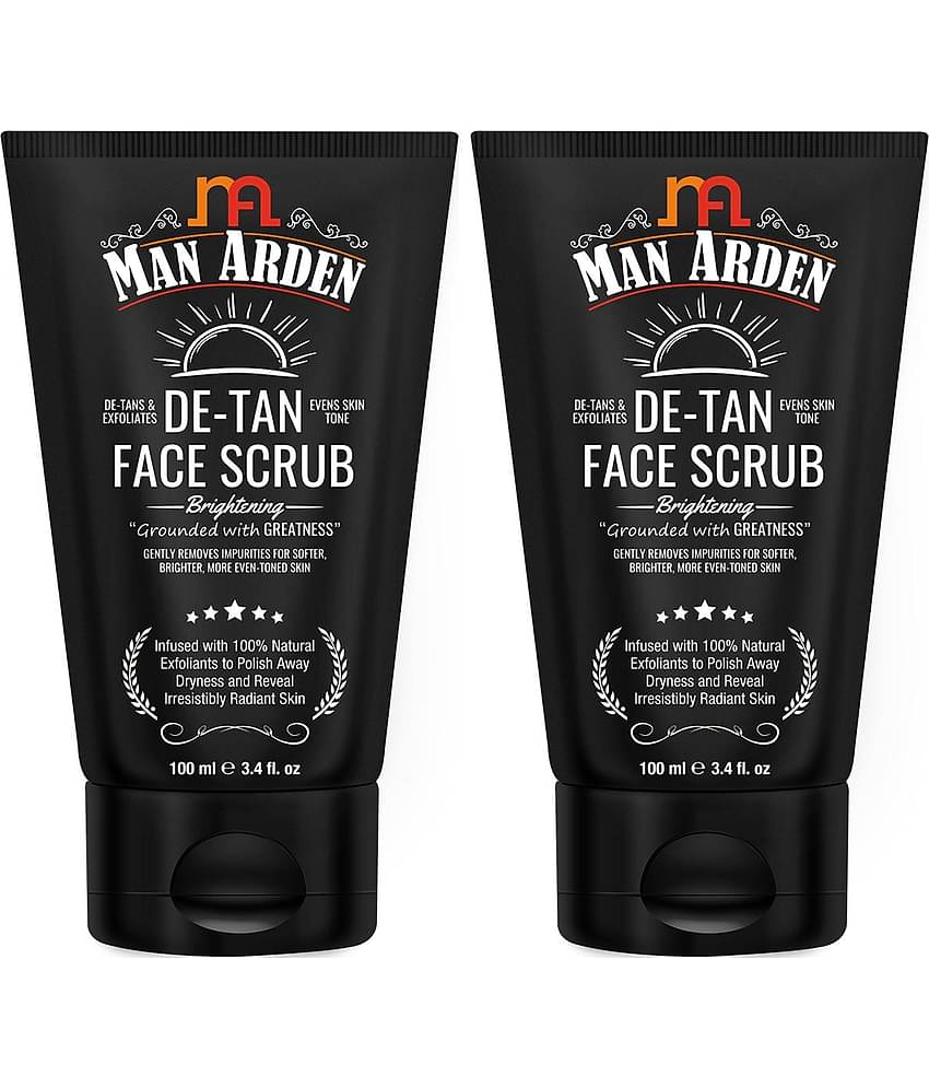 Man Arden De Tan Brightening Face Scrub - De-Tans & Exfoliates Skin - With Vitamin C, 100 ml (1+1 Free Offer)