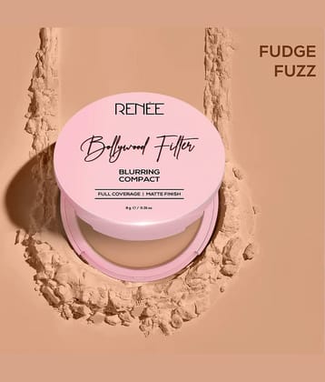 RENEE Bollywood Filter Blurring Compact, Matte Finish, Full Coverage, Blurs Pores & Blemishes, 9 g  Fudge Fuzz