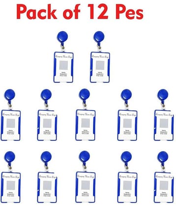 Dey's Plastic 12 ID Badge Holder ( Blue/ Pack of 12 )