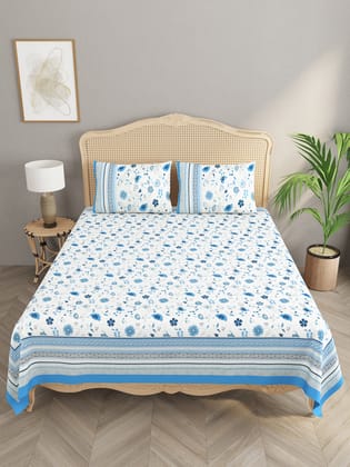 Floral Print Super King Cotton Bedsheet with 2 Pillow Covers-Floral / Super King (108 X108 Inches) / Regular
