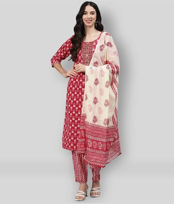 JC4U - Red Straight Cotton Women's Stitched Salwar Suit ( Pack of 1 )