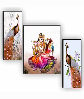 Saf radha krishna with couple peacock modern art MDF Painting Without Frame