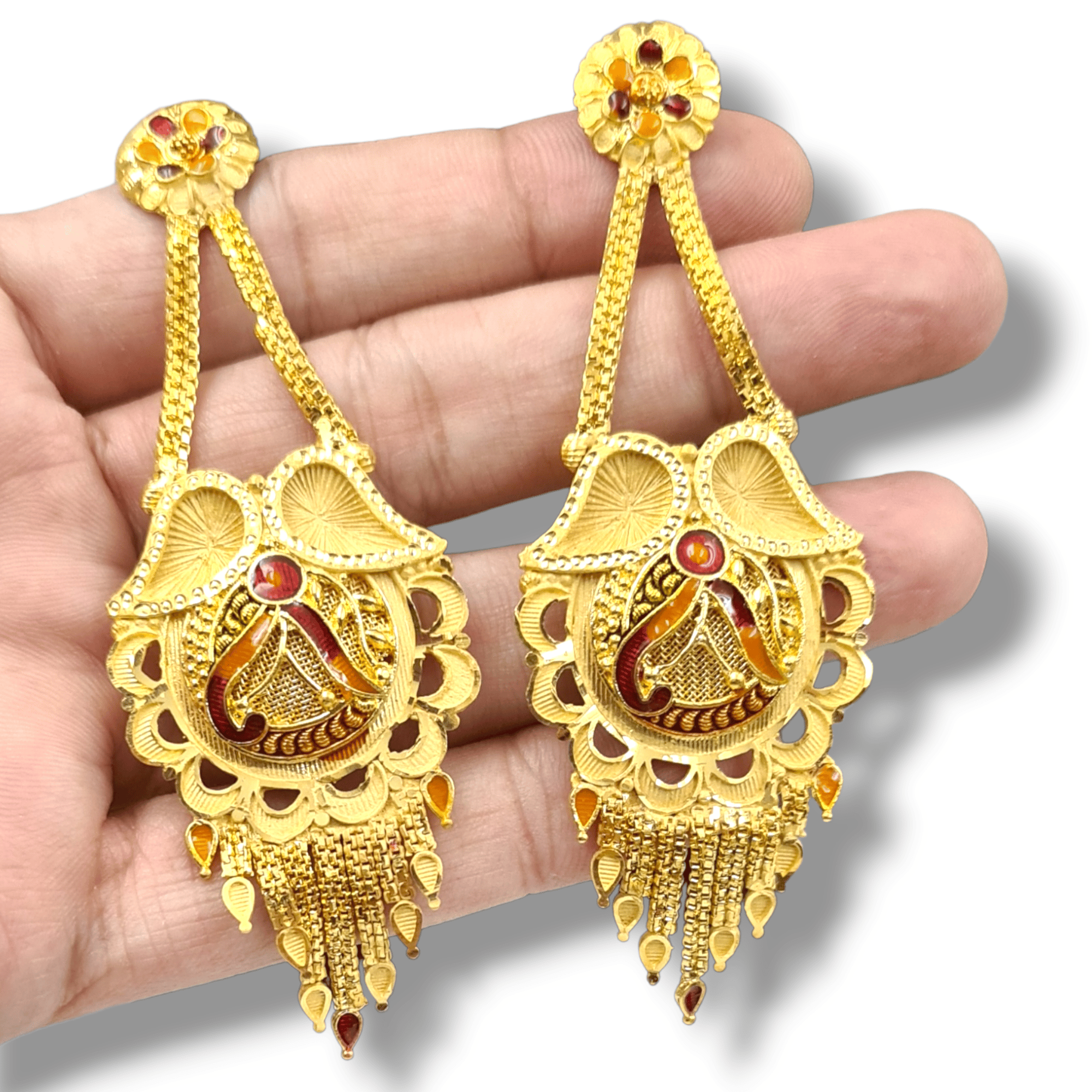 Glamorous Gold Plated Earrings with Sparkling Crystal,22k Gold Plated Earrings with Stunning Crystal Luxury Gold Plated Earrings