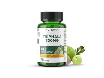 Ayuvya Triphala Capsules || 500mg 60 Capsules, Pure Triphala Powder Extract 