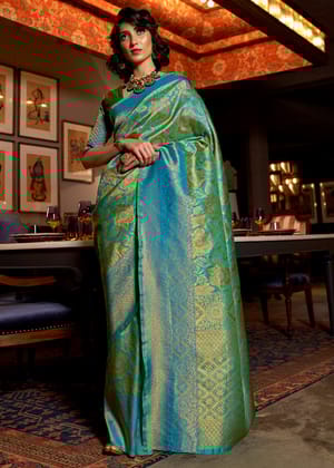 Queens Blue Dual Tone Kanjivaram Silk Saree