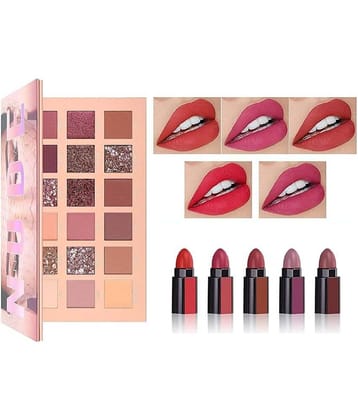 Lenon Beauty Rose Gold Eyeshadow Palette with Matte Finish Lipstick Pack of 2