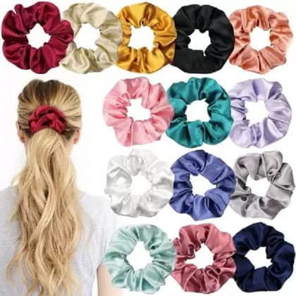 Elecsera Organza Scrunchies Hair Tie Elastic Large Hair Bands Set of 11 pcs Rubber Band (Multicolor)