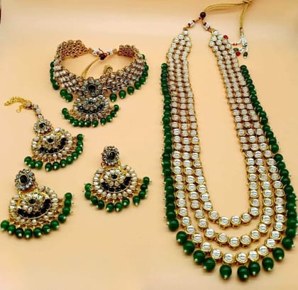 ZEVAR I Kundan Studded Multi Layered Bridal Jewellery Set-green