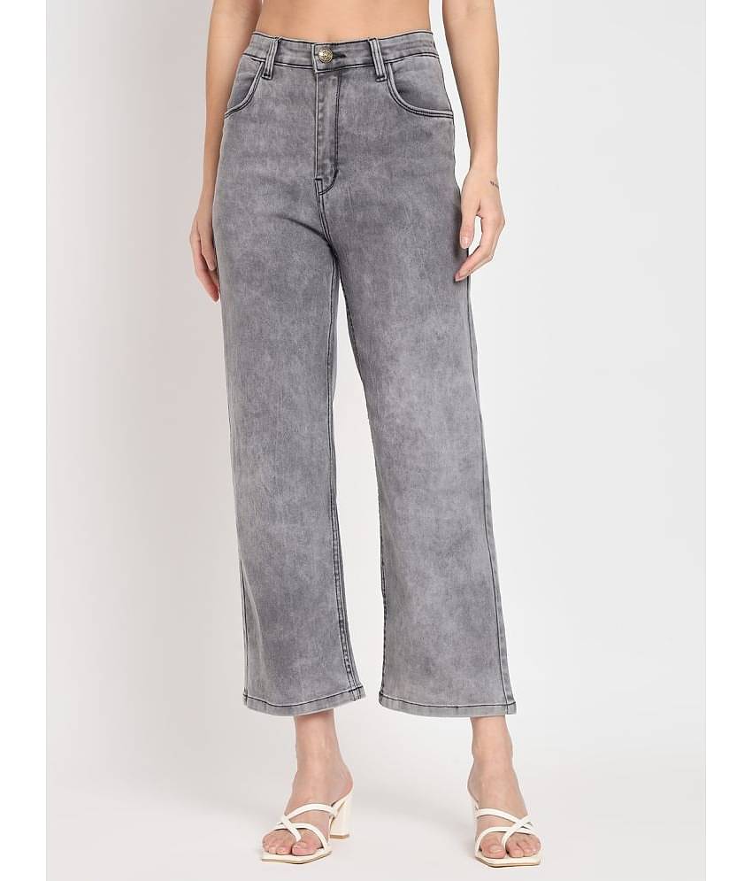 AngelFab - Grey Denim Straight Fit Women's Jeans ( Pack of 1 )