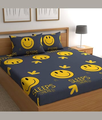 Neekshaa Glace Cotton 1 Double Bedsheet with 2 Pillow Covers ( Black )