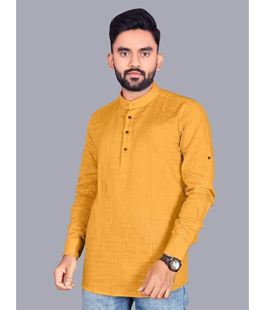 allan peter Yellow Cotton Men's Regular Kurta ( Pack of 1 )