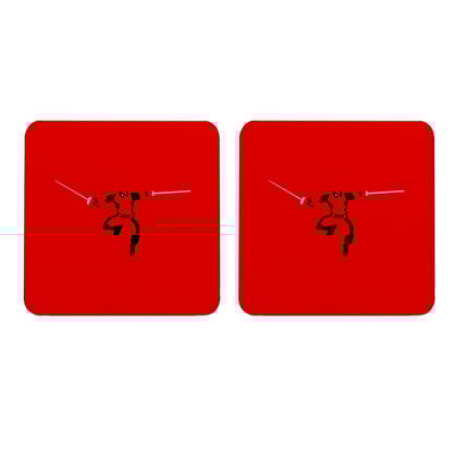 Multicolor Deadpool All Red Set Of 2 Square Wooden Coaster