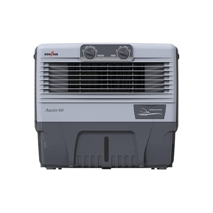Kenstar Auster 60 Window Air Cooler for Home - Inverter Compatible, Wood Wool Cooling Pads, Collapsible Louvers (60L, 210 Watts) - Gray