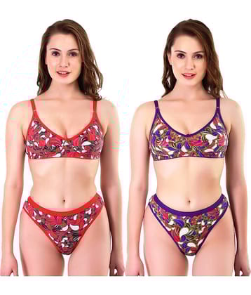 TCG Pack of 2 Cotton Women's Bra & Panty Set ( Multi Color )