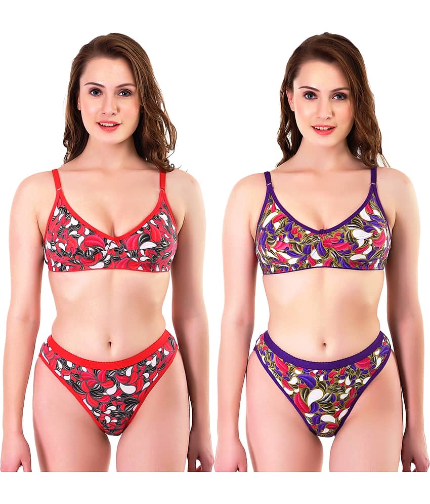 TCG Pack of 2 Cotton Women's Bra & Panty Set ( Multi Color )