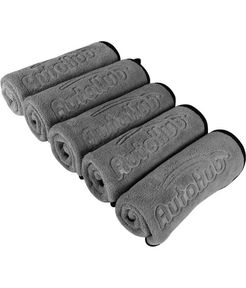 Auto Hub Grey 800 GSM Microfiber Cloth For Automobile ( Pack of 5 )