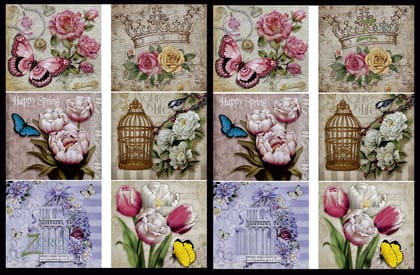 Brand Zero Luxury Speciality Decoupage Paper - Vintage Butterfly Floral Love 1 Tiles