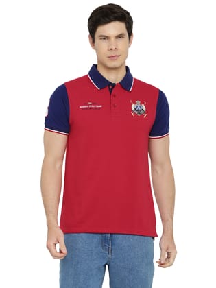 Polo T-Shirt for Men - Jester Red & Navy Blue-M / Jester Red & Navy Blue