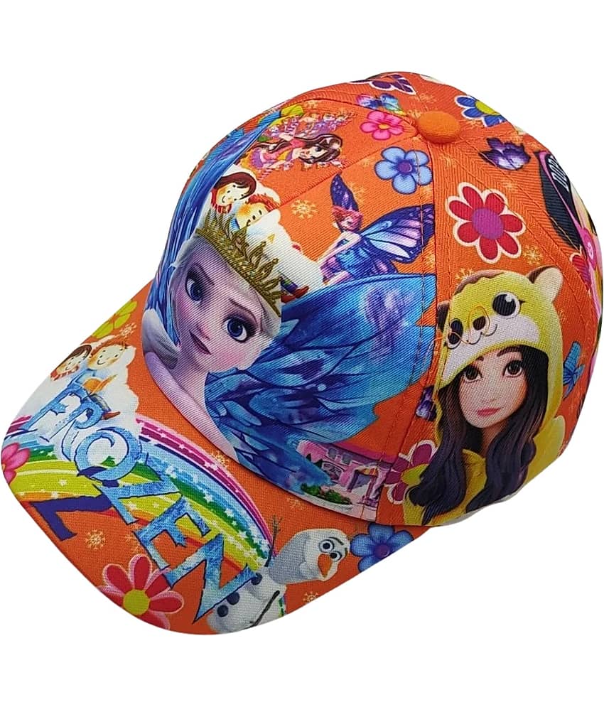 Zacharias Unisex Kids Cotton Cap(Orange_1-5 Years) (Pack of 1)