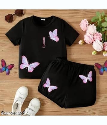 ODIMENT Pack of 1 Girls Cotton Blend T-shirt & Shorts ( Multicolor )
