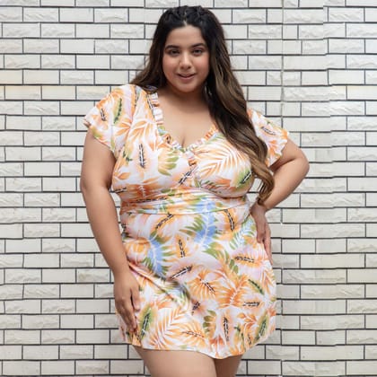 Plus Size Floral Print Sexy Swim Dress