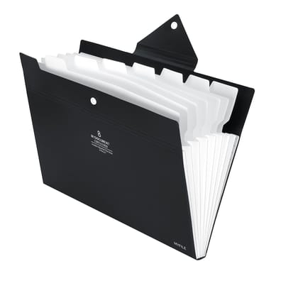Storite 8 Pockets File Folder, A4/Letter Size Accordion File Organizer, Expandable Document Holder, Portable Folders for Classroom,Home,Office - Black (32 * 23cm)