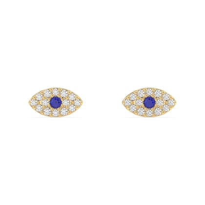 Evil eye earring stud set with zircons - Pair-14k plated