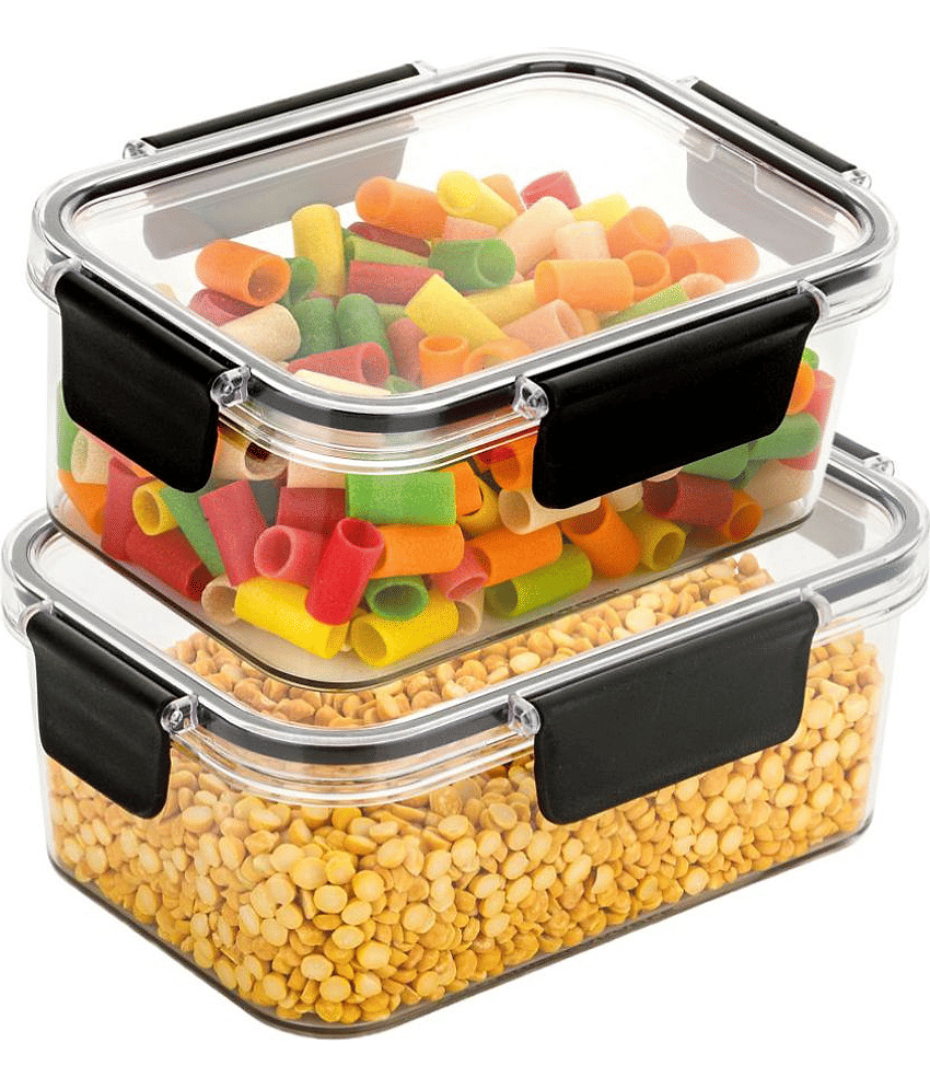 HomePro Transparent Container Capacity 1200 ML & 800ML, Locking Lids, Leak Proof - Set of 2
