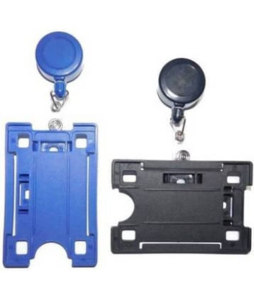 Dey's Plastic ID Badge Holder (Blue +Black) (Pack of 2)