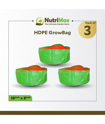 Nutrimax 200 GSM HDPE Grow Bags 18 inch x 8 inch Pack of 3 Outdoor Plant Bag