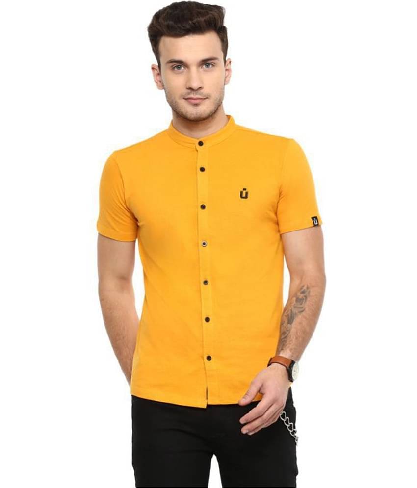 Urbano Fashion 100 Percent Cotton Slim Fit Solids Men's Casual Shirt - Yellow ( Pack of 1 )