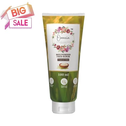Orancia RICE POWDER Face SCRUB for Smoother, Radiant and Brighter Skin | Glass Skin | Unclogs Pores | For Men & Women- 100 gram