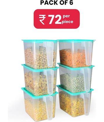 PearlPet fridge jar -1100 ml Plastic Transparent Multi-Purpose Container ( Set of 6 )