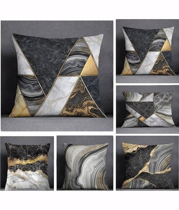 Laphino Set of 5 Jute Solid Square Cushion Cover (40X40)cm - Black