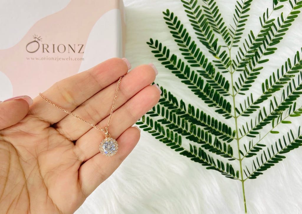 Round Halo Solitaire Necklace