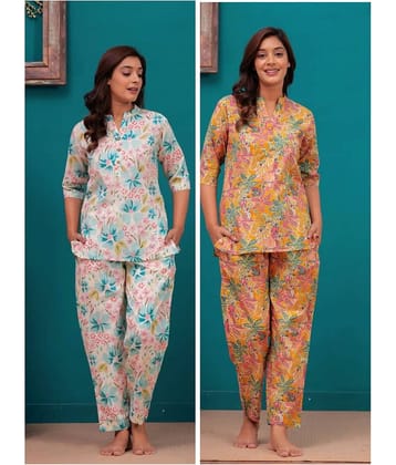 Nevisha Style Women Printed Kurta With Trousers Co-Ord Set ( Multicolor )