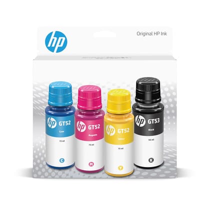 HP GT52 CMY/GT53 Multicolor Ink Bottle 4-Pk,Multicolor Pack- 7K3W94A