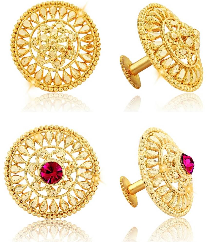 Vighnaharta Traditional South Trend Alloy 1gm Gold Plated Earring Combo set.