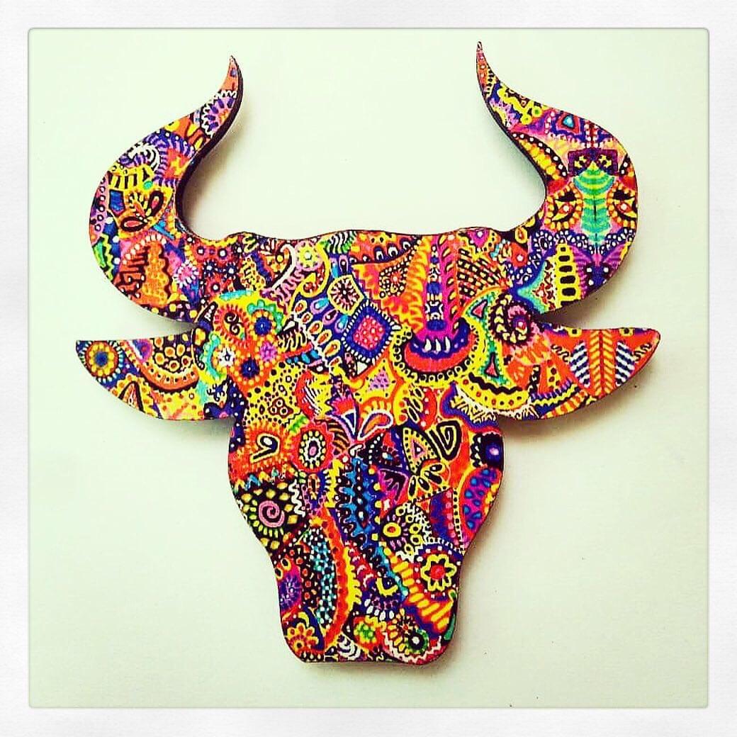 When Colors Speak ' Bull Fridge Magnet