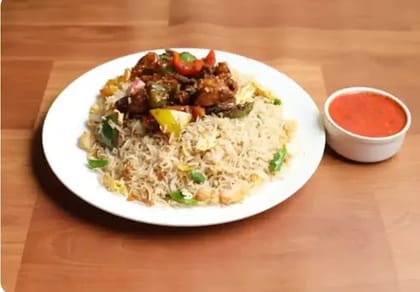 Paneer Manchurian Fried Rice With Gravy