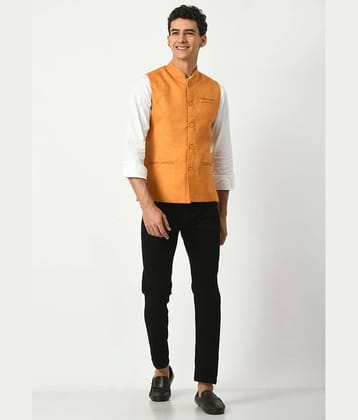 IndiWeaves Khaki Cotton Blend Men's Nehru Jacket ( Pack of 1 )