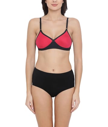Clovia Pack of 2 Cotton Women's Bra & Panty Set ( Black )