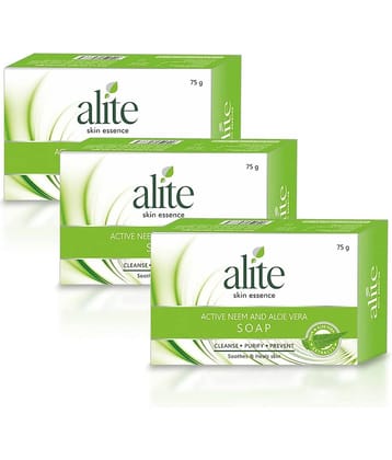 Alite Neem & Aloe Vera Soap Pimple Fighting Soap for Soft & Glowing Skin 75g ( Pack of 3 )