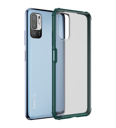 Rugged Frosted Semi Transparent PC Shock Proof Slim Back Cover for Xiaomi Redmi Note 10T 5G, Poco M3 Pro 5G, 6.5 inch, Green