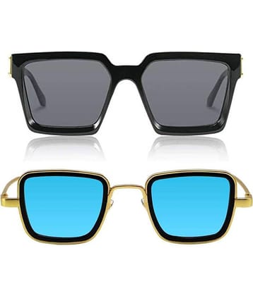 Kanny Devis - Black Rectangular Sunglasses ( Pack of 2 )