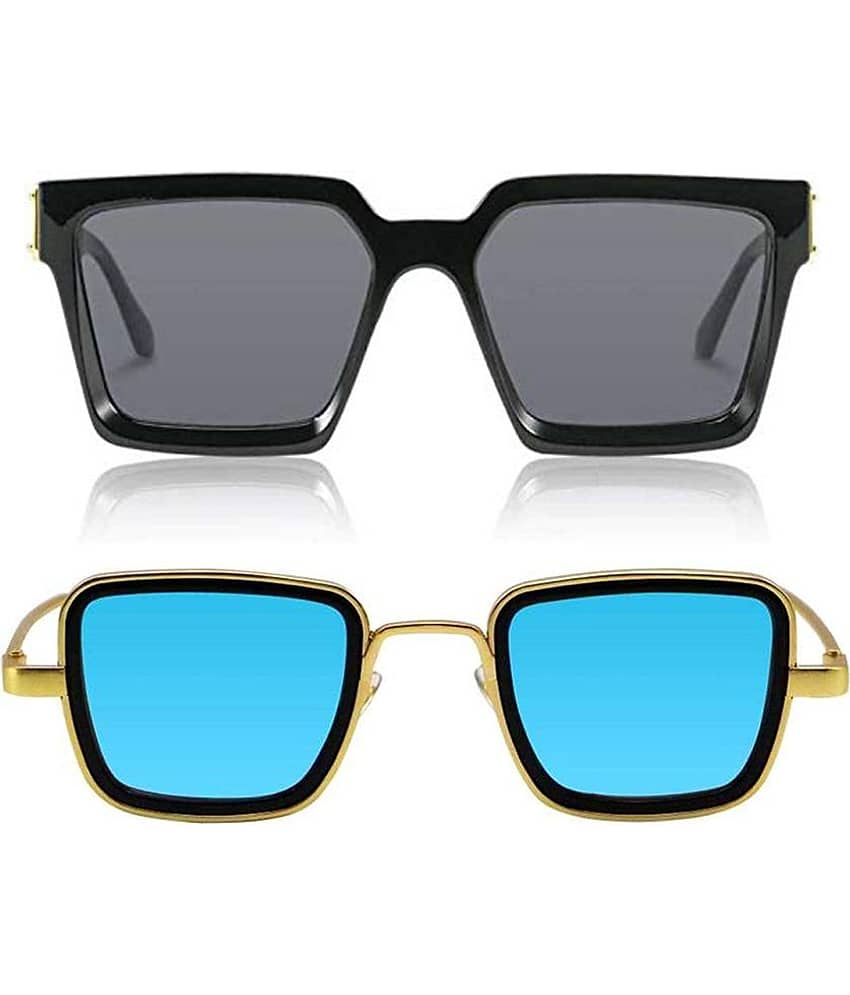 Kanny Devis - Black Rectangular Sunglasses ( Pack of 2 )
