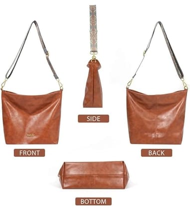 Women's PU Leather Medium Sling bag Zipper Handbag (Brown)-PID57464 Women's PU Leather Medium Sling bag Zipper Handbag (Brown)-PID57464