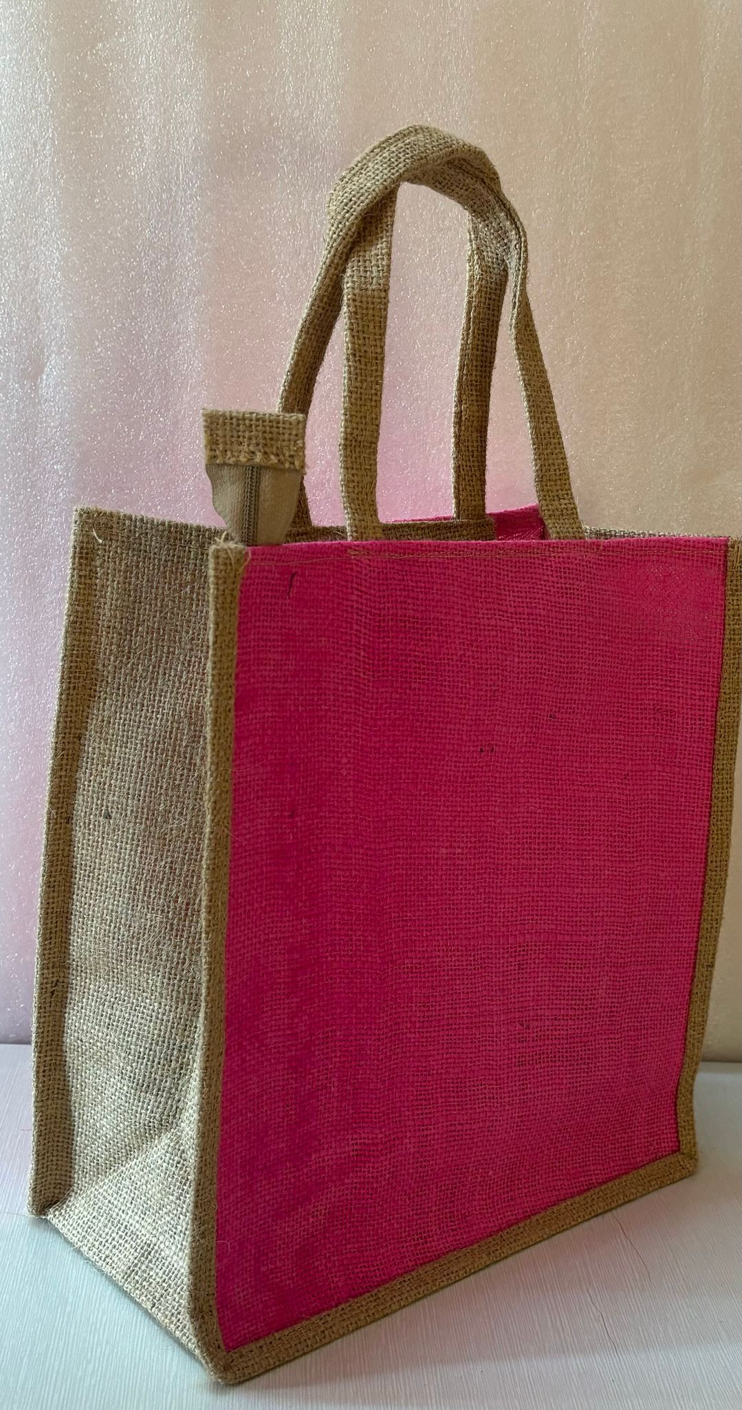 Jute Tote Bag in Pink shade