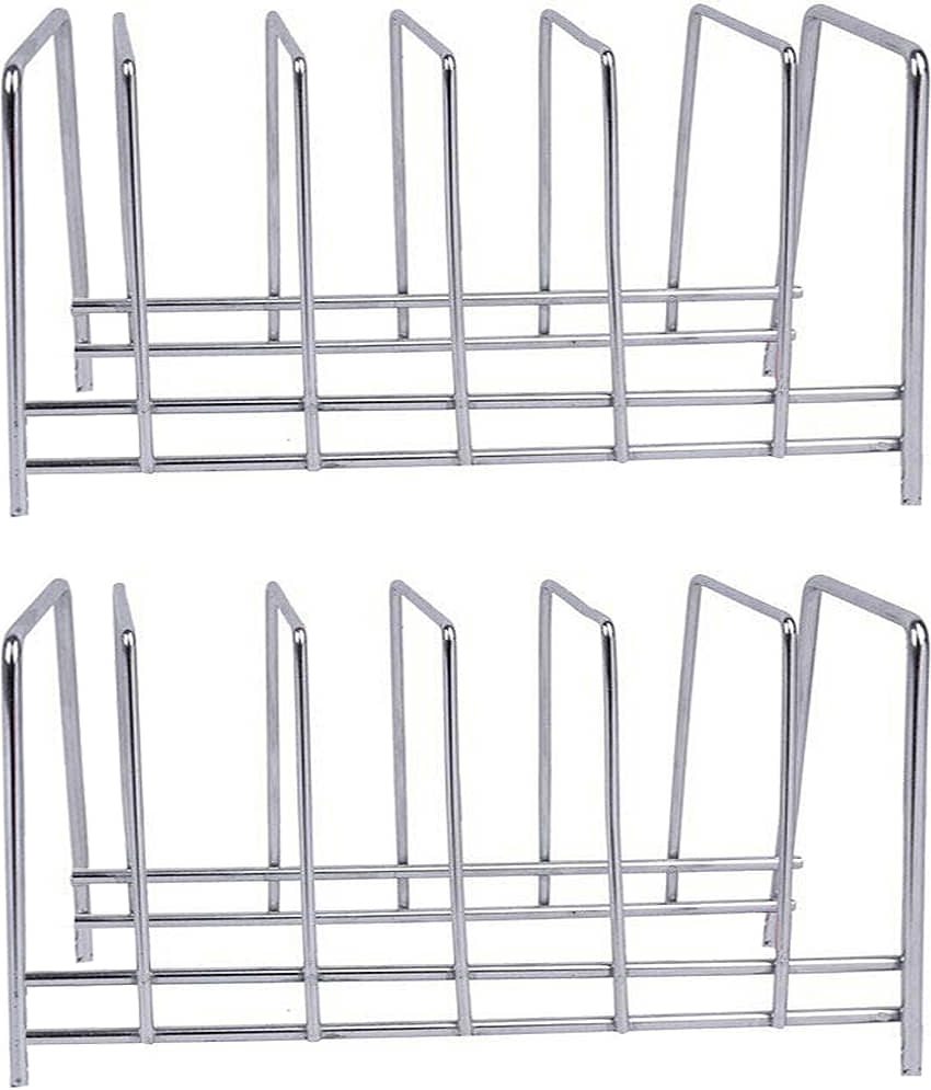 JISUN Silver Stainless Steel Dish Racks ( Pack of 2 )