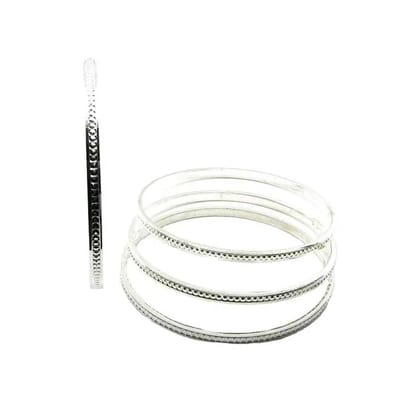 Karizmatic Silver Bangles Bracelets (Churi) - 4pc Set-5.4 Cm (2.12 Inch) 2.2